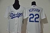 Youth Dodgers 22 Clayton Kershaw White Nike Cool Base Jersey,baseball caps,new era cap wholesale,wholesale hats